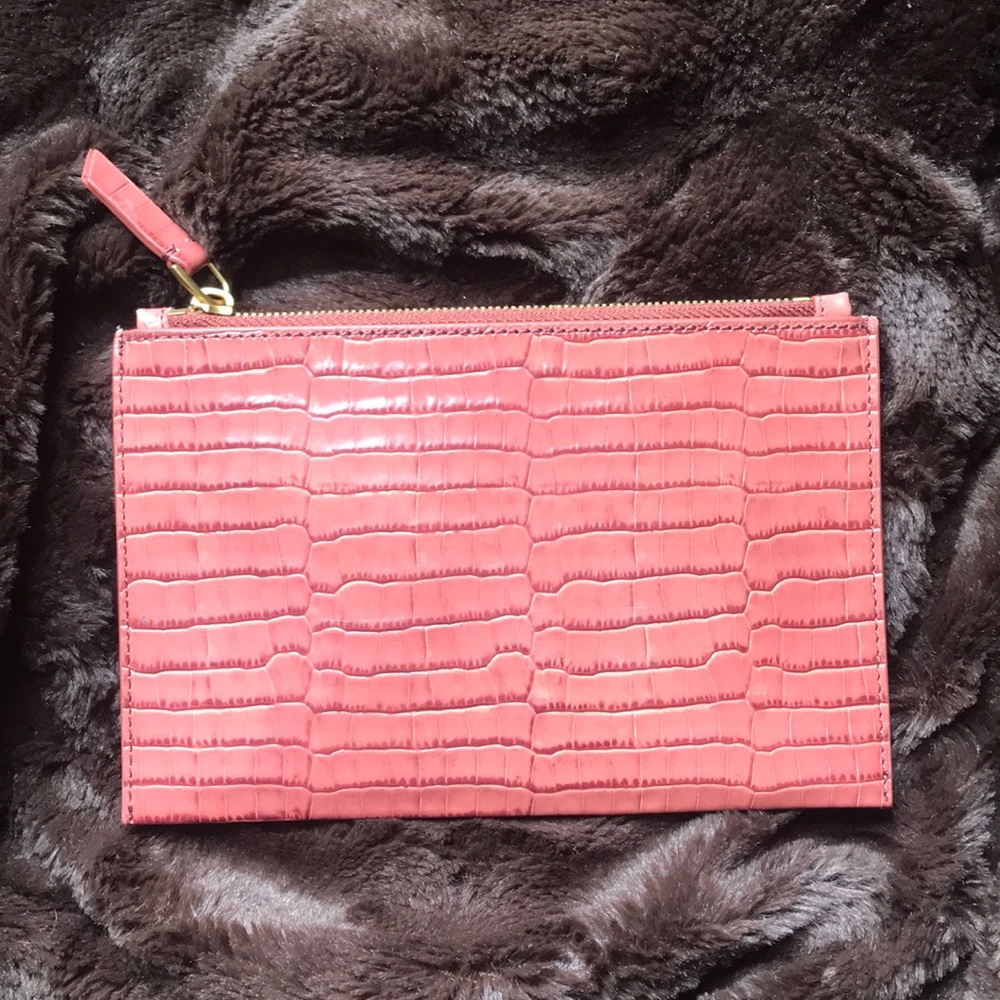 Croc Embossed Leather Pouch